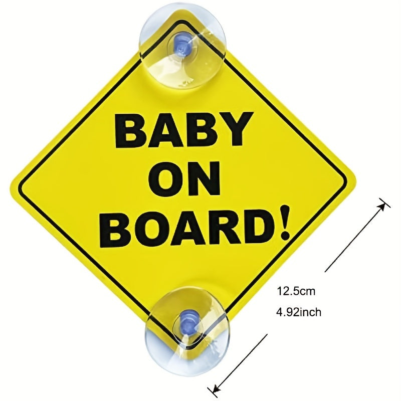 Baby On Board Sticker for Cars Durable Warning Sign with Suction Cups