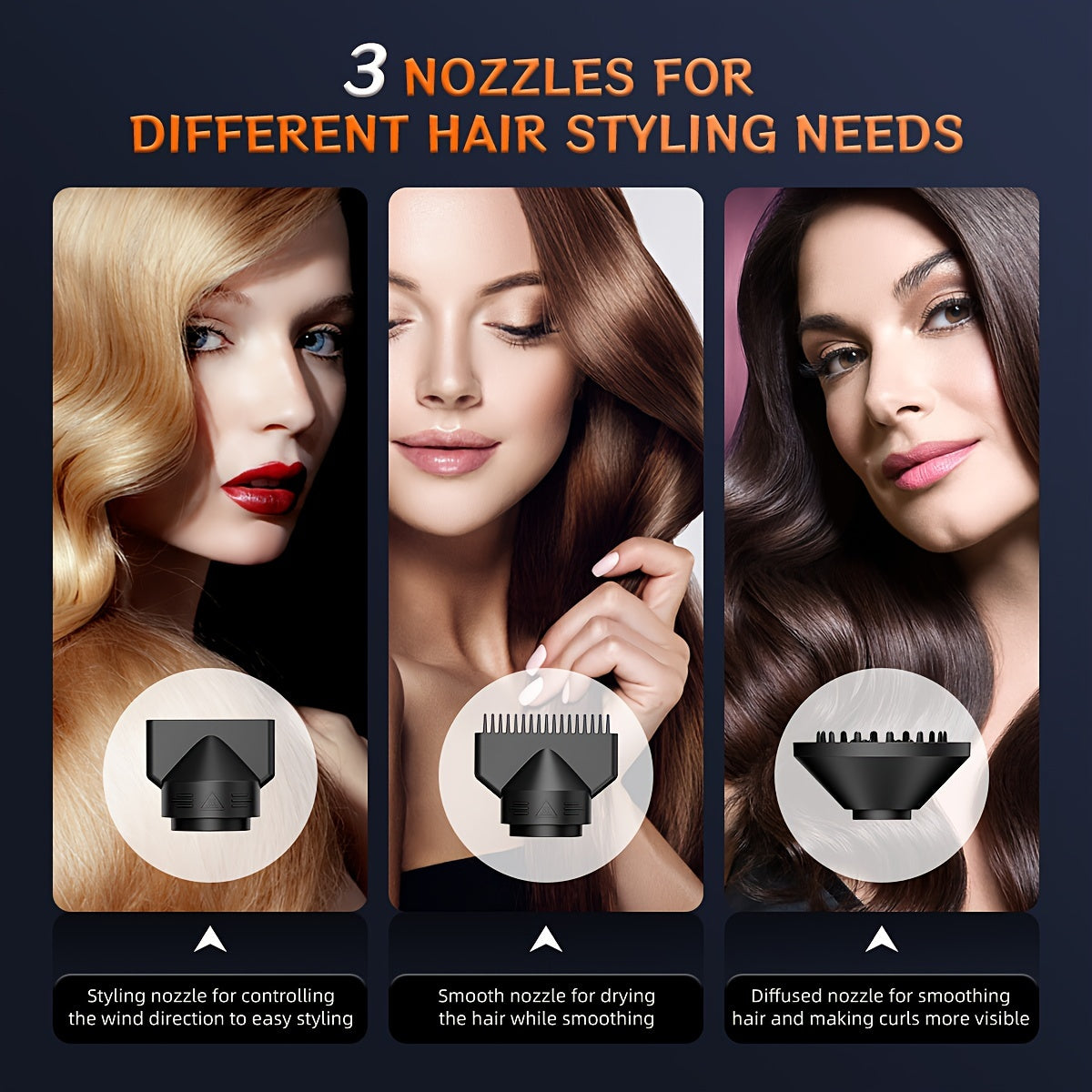 Secador de pelo profesional de iones negativos 1300W con aire frío y caliente para hogar y viajes