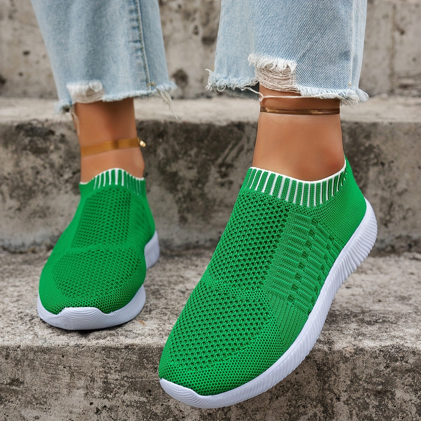 Women's Breathable Knit Flats Casual Mary Jane Shoes with EVA Sole Brown