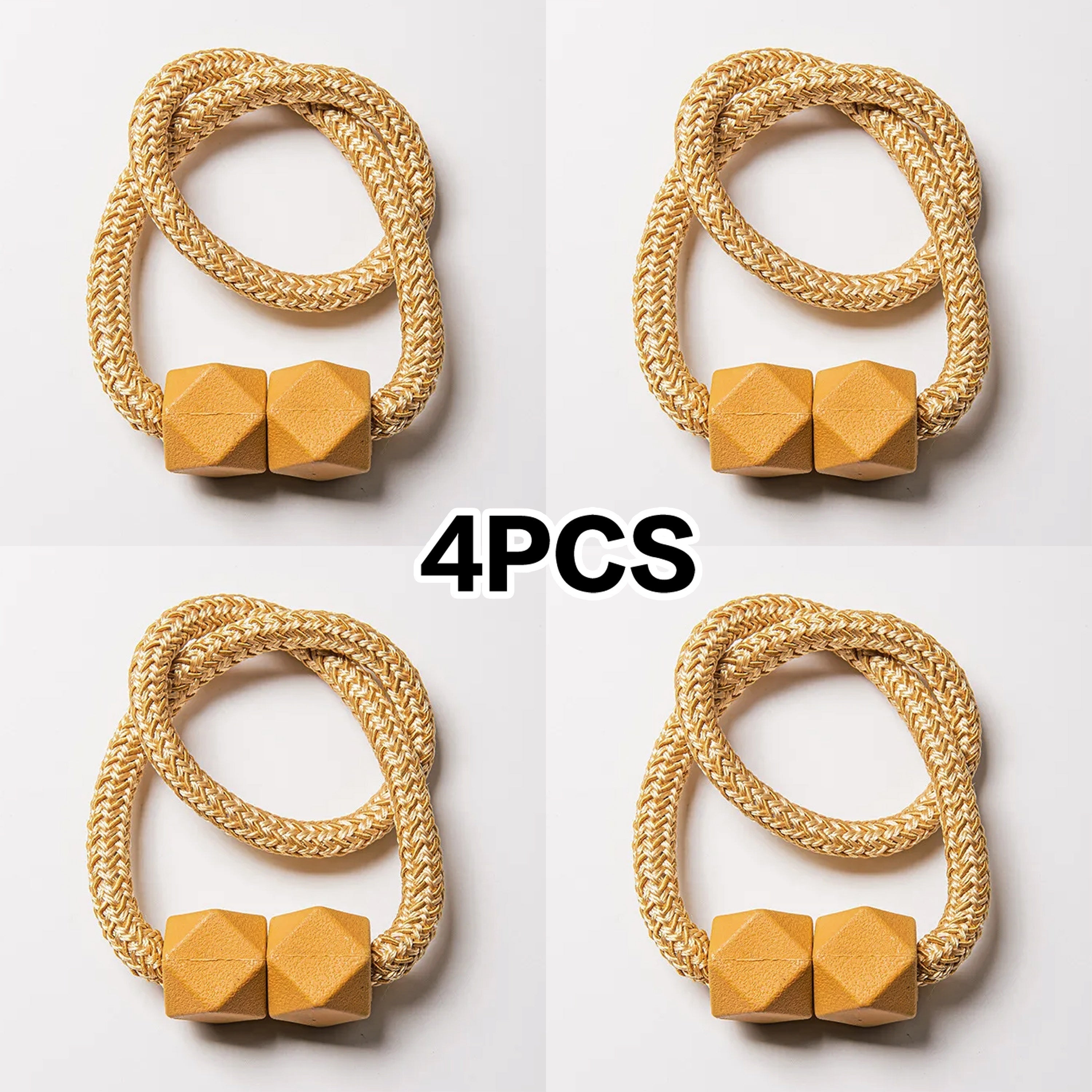 Cube Magnetic Curtain Tiebacks Set 4 Pieces Thick Rope Holdbacks for Bedroom Living Room