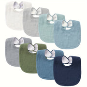 Set of 4 Unisex Baby Cotton Drool Bibs with Snap Closure for Teething and Drooling
