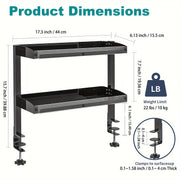 Clamp On Desk Organizer Shelf Metal 45.72cm Two-Tier Clamp-On Storage Shelf for Table Accessories