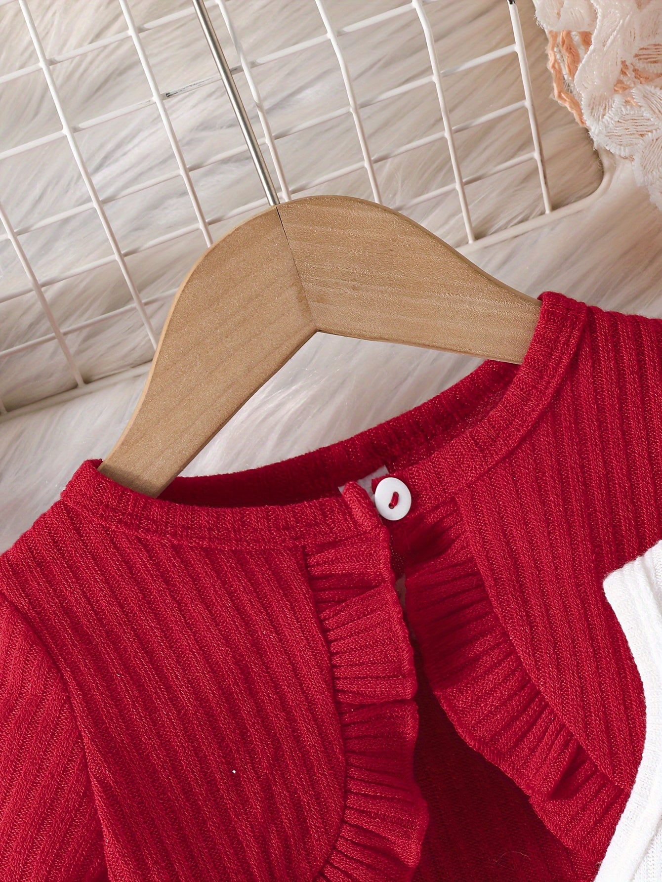 Girls' Dress Set with Ruffle Top and Cherry Embroidered Mesh Dress for Spring Fall