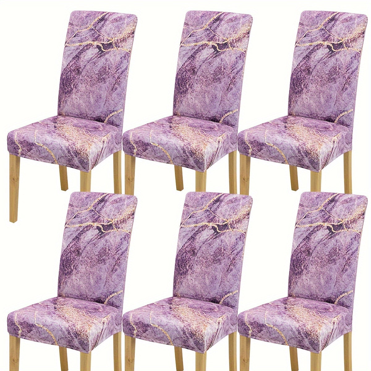 4-6 Milk Chair Slipcovers Marble Texture Elastic Dining Kitchen Home Decor