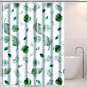 Waterproof Tropical Floral Shower Curtain with Hooks and Liner