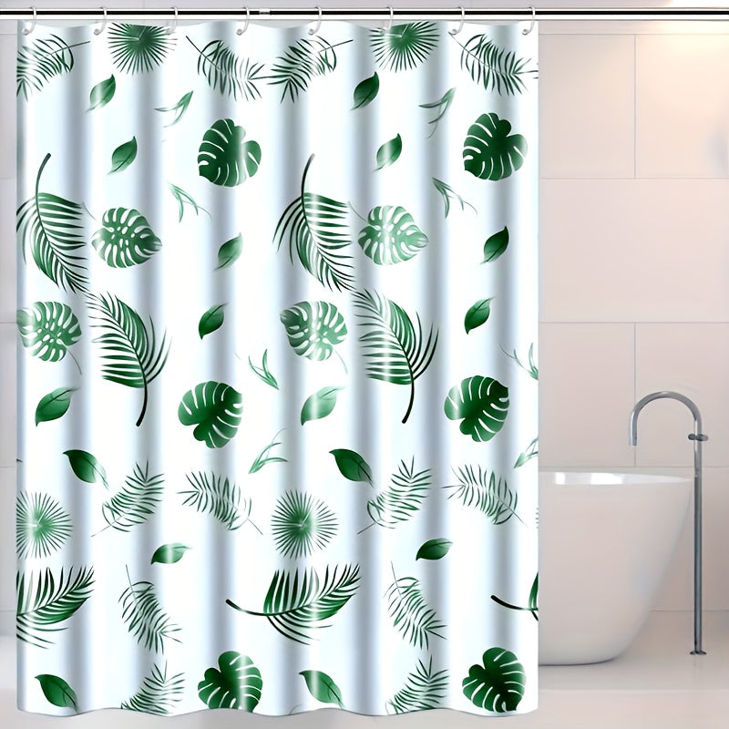 Waterproof Tropical Floral Shower Curtain with Hooks and Liner