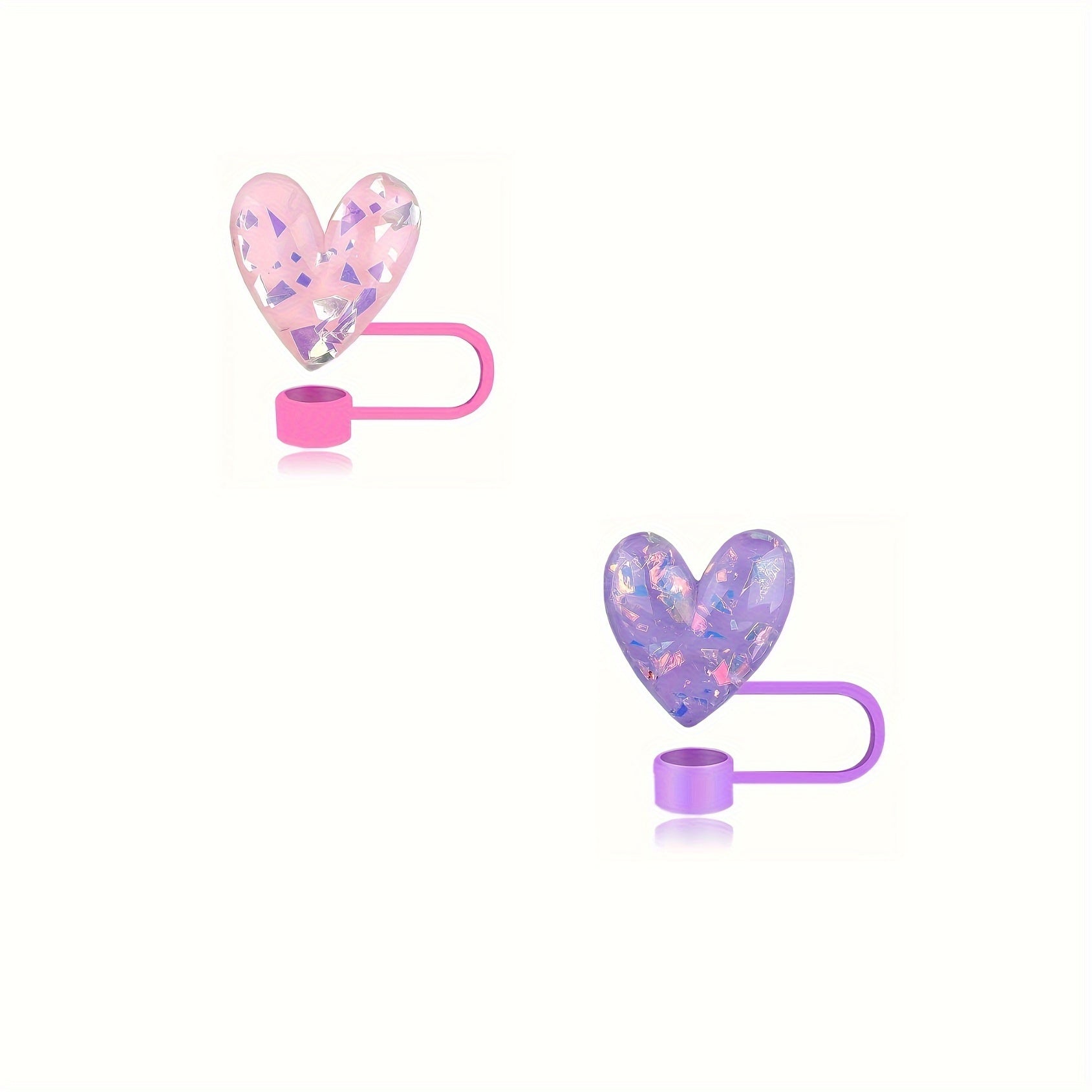 Set of 2 Reusable Flower Design Straw Covers, Dustproof, Flexible Fits Most Straws