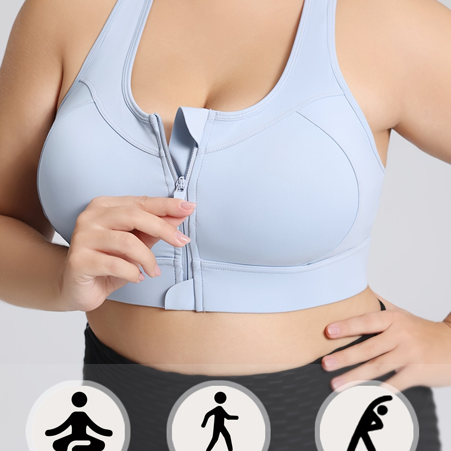 Women's Plus Size High-Impact Sports Bra with Built-In Pads - Breathable Yoga Top