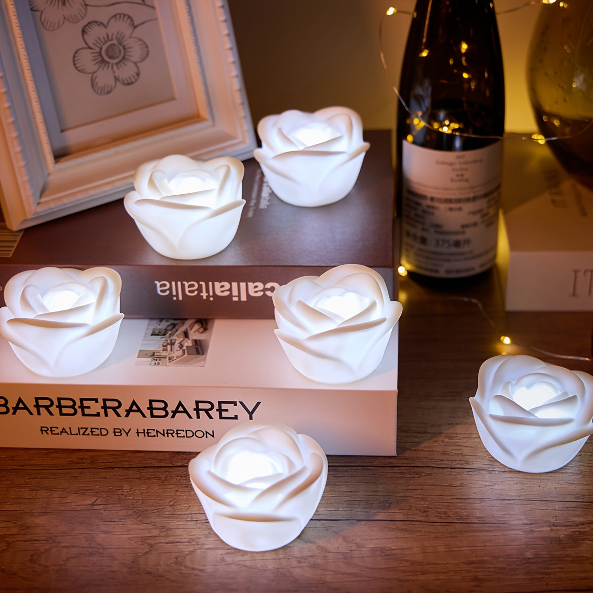 6pcs LED Luminous Rose Flowers for Valentine's Day Home Decor Wedding Romantic Scene