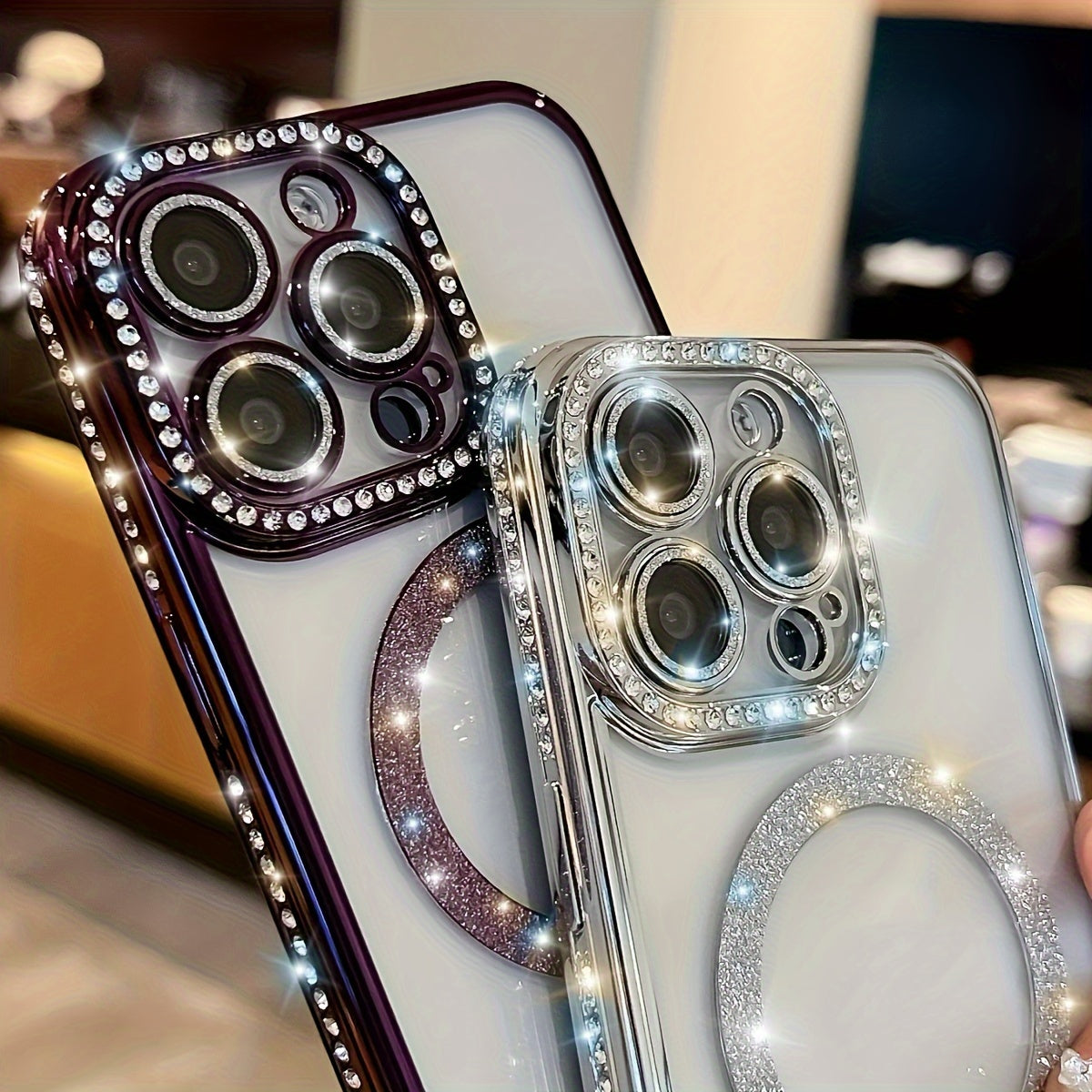 Luxury Rhinestone Magnetic Phone Case for iPhone 11 Pro Max Lens Protection
