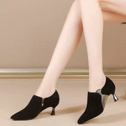 Women's Rubber Low Top Shoes Pointed Toe Stiletto Heels 6-8cm