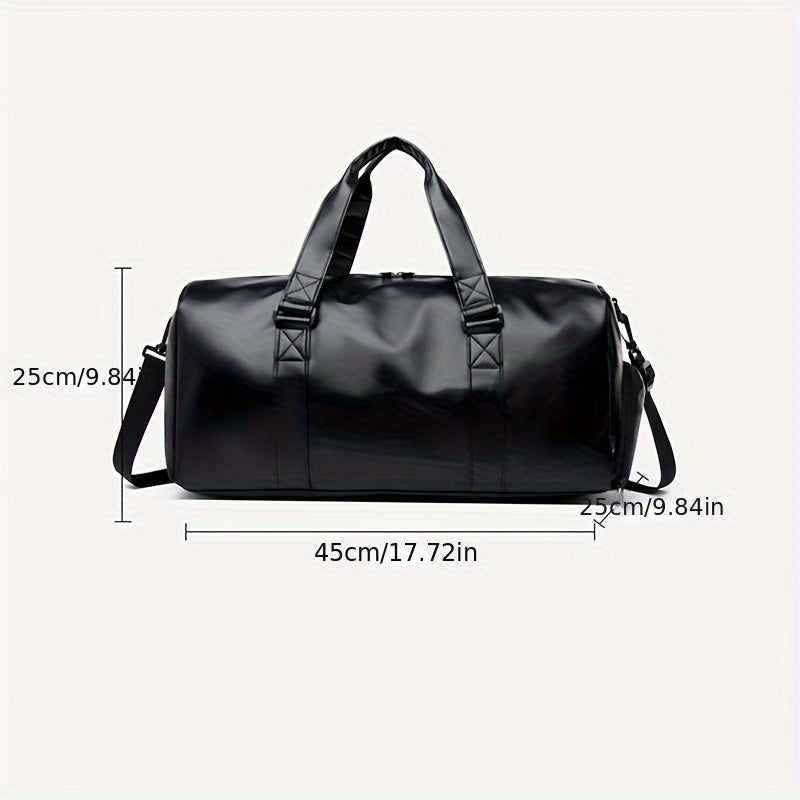 Men's Vintage Black Duffel Bag with Telescopic Handle and Large Capacity