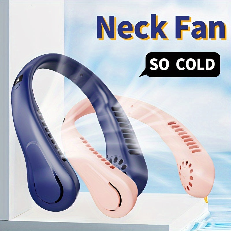 Portable Neck Fan USB Rechargeable 5 Speeds High-Velocity Cooling Silent Operation Travel Camping Gift