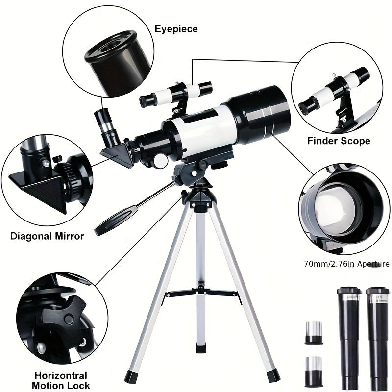 75x Zoom Professional Teleskop bilan Tripod va Smartfon Adapteri bilan Yulduzlarni kuzatish va Fotografiya uchun