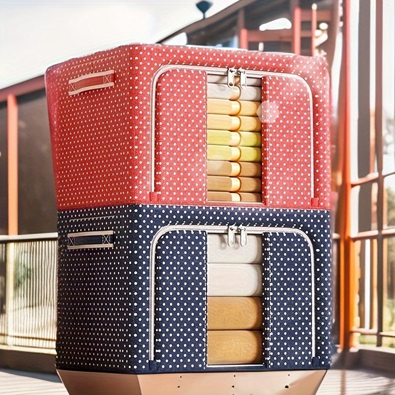 Caja de almacenamiento con estructura de acero plegable y tela Oxford, organizador bajo la cama para ropa y quilts