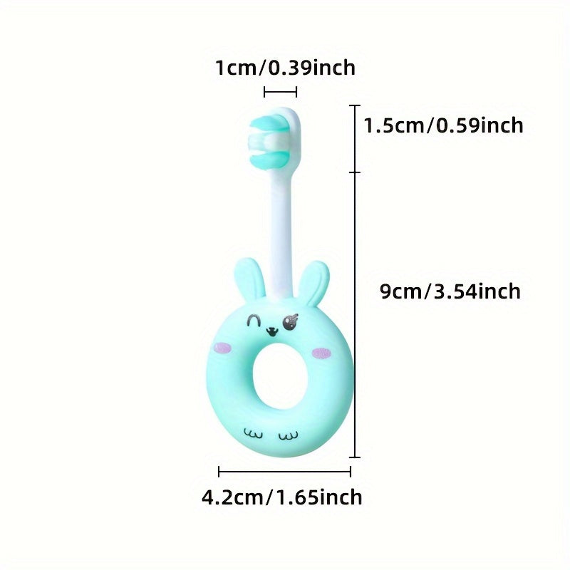 Baby Silicone Toothbrush for Toddlers 0-3 Ultra Soft Microfiber Bristles Cartoon Design