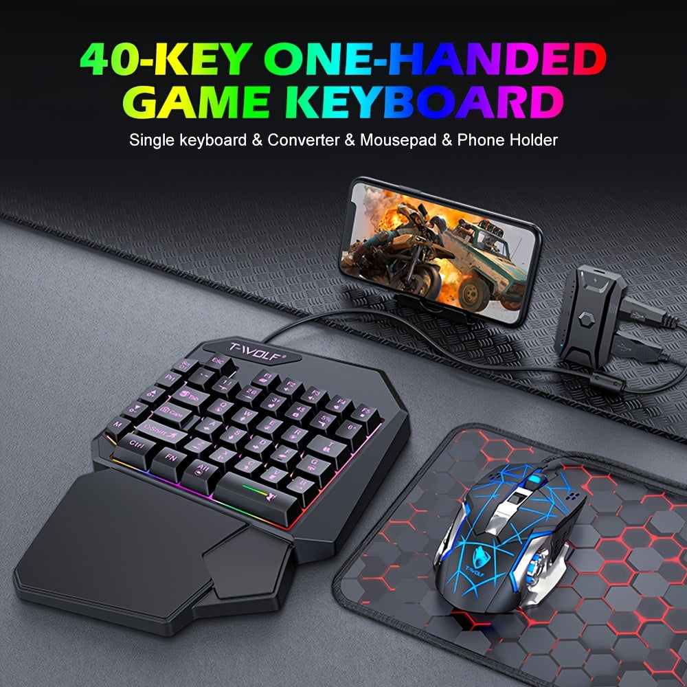 Wireless Mini Gaming Keyboard and Mouse Set with Colorful Backlighting 35 Keys for E-Sports