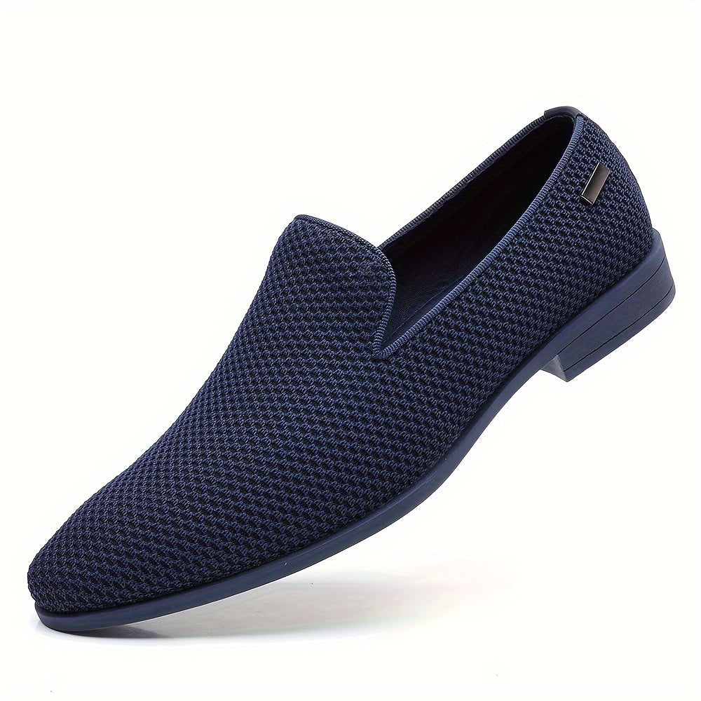 Men's Black Breathable Mesh Loafers Slip-On Non-Slip Rubber Sole Pointed Toe Casual Business Wedding