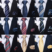 Men's Tie, Handkerchief, Cufflinks Set for Weddings, Parties, Business