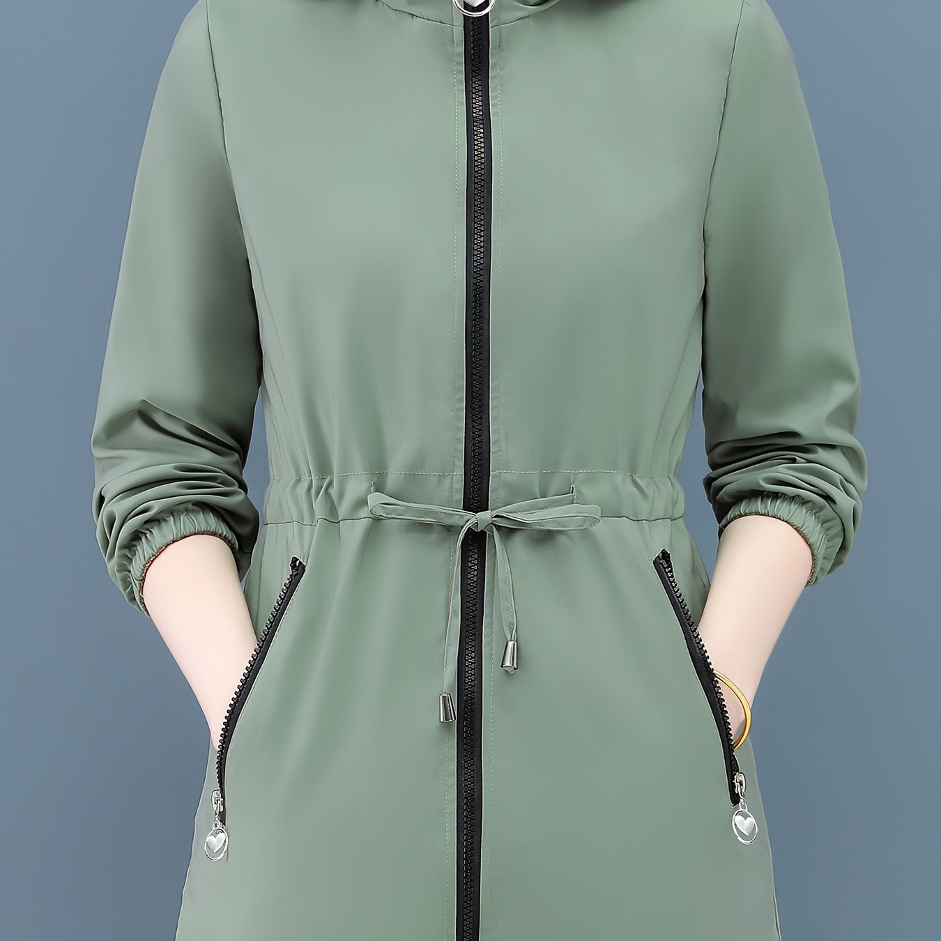 Women's Reversible Windbreaker Jacket Lightweight Hooded Spring Fall Casual Polyester