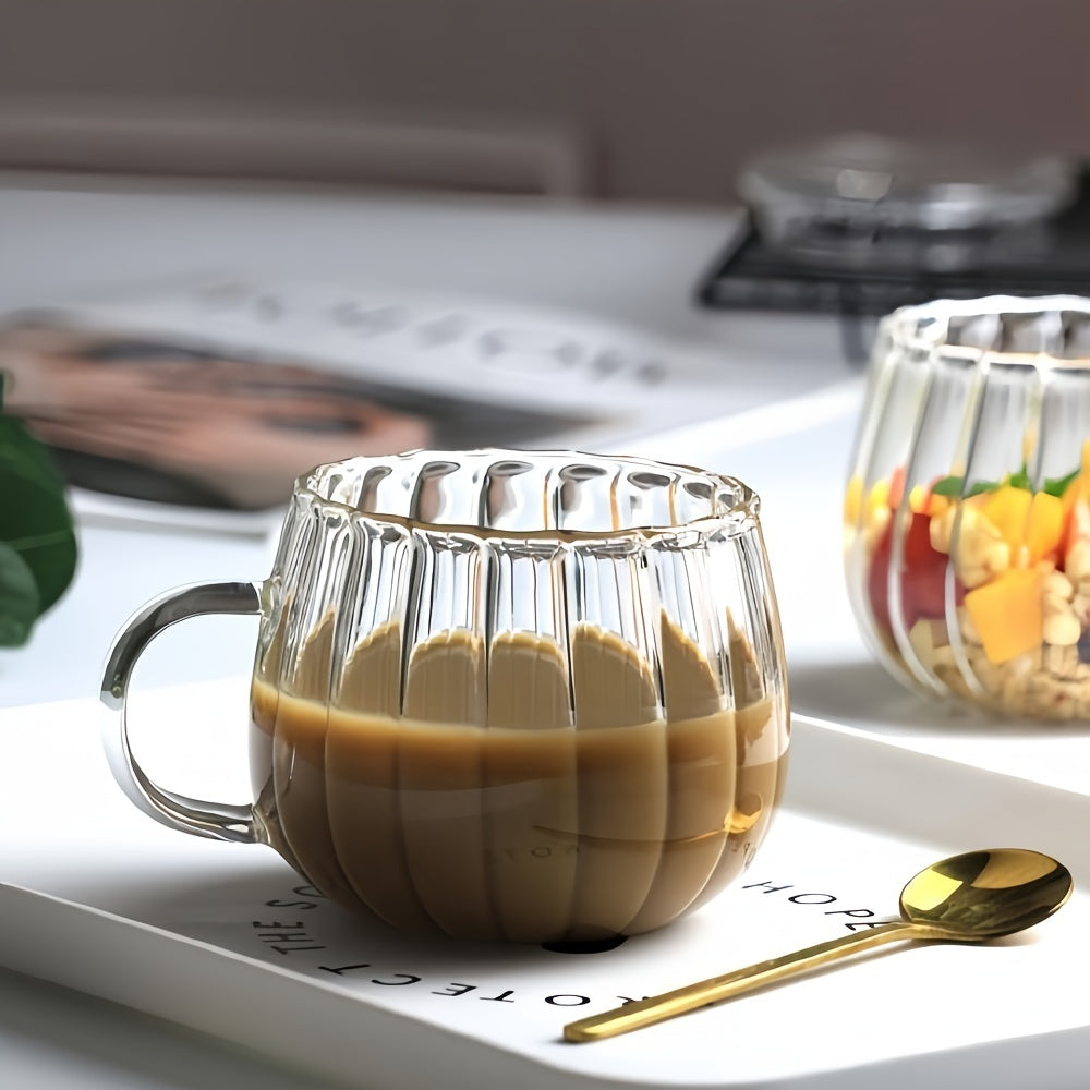 Glass Mug Pumpkin Shaped 350ml Insulated Hand Wash Only Suitable for Beverages