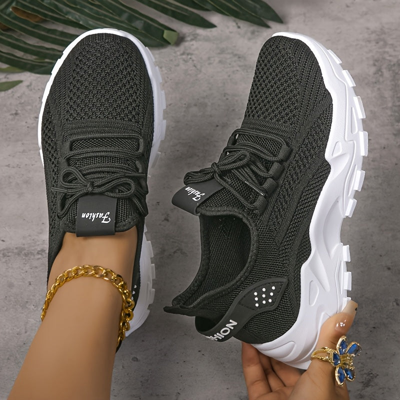 Women's Slip-On Sneakers Breathable Mesh Casual Shoes White Black