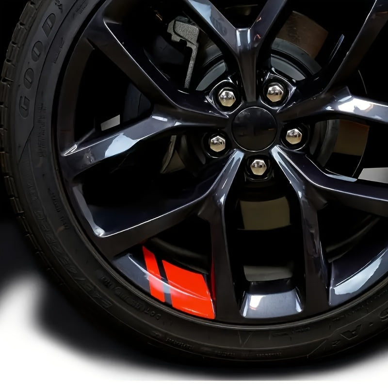 4pcs Reflective Glossy Polyurethane Wheel Rim Decals Self-Adhesive Auto Space Theme