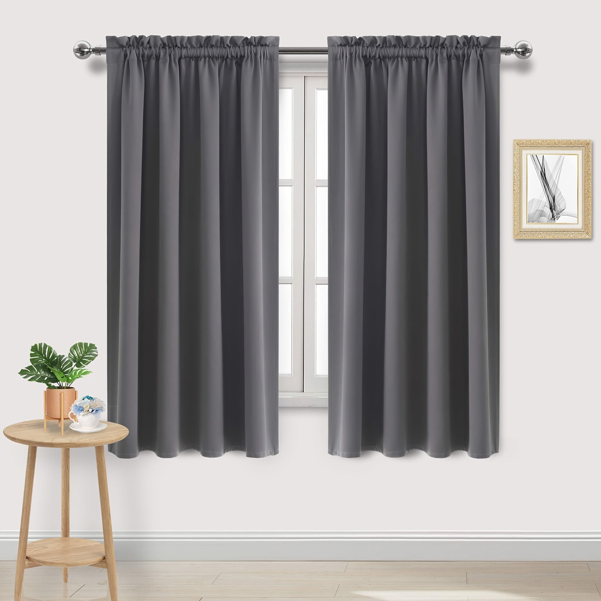 Blackout Curtains with Rod Pocket for Bedroom and Living Room Darkening UV Blocker