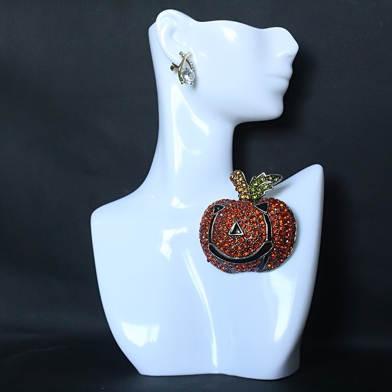 Devil Smiling Pumpkin Brooch Chic Punk Style Rhinestones Zinc Alloy Halloween Accessory