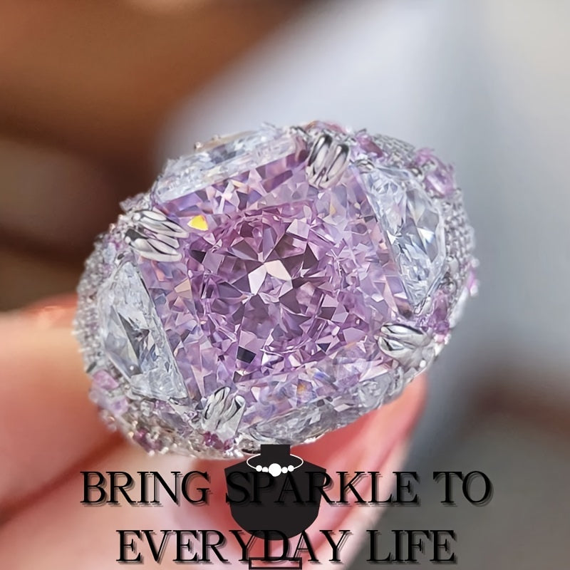 Женское серебряное кольцо с розовым и белым дизайном 12x12 из высокоуглеродистой стали для повседневной носки и вечеринок