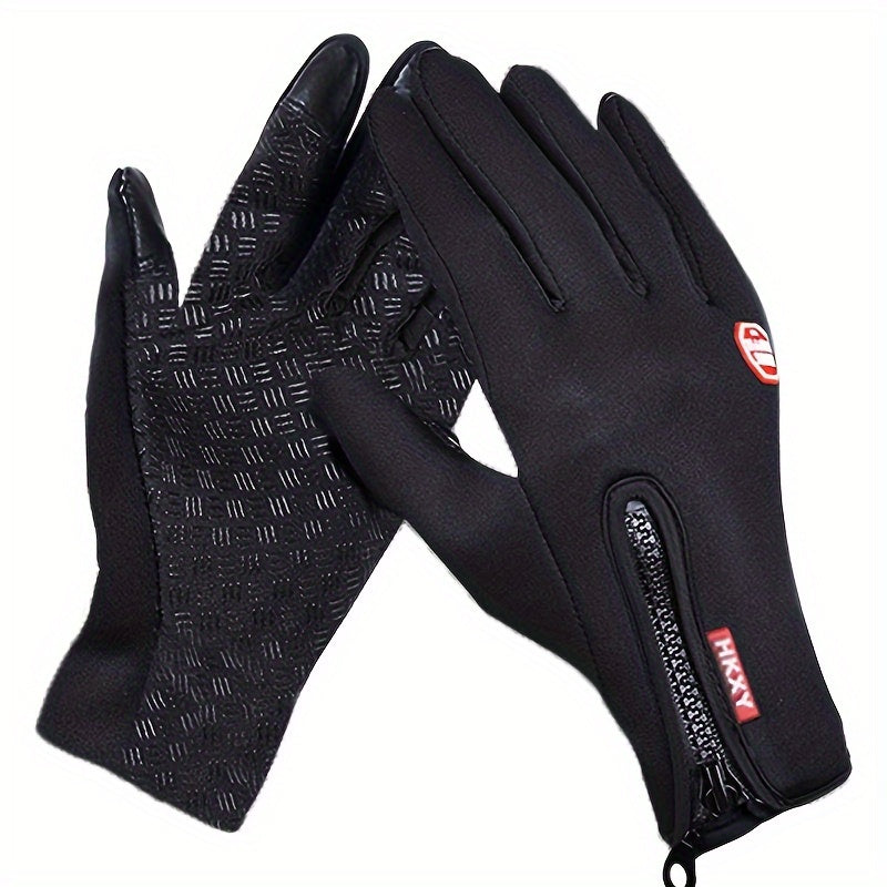 Women's Men Touchscreen Gloves Winter Cycling Outdoor Sports Warm Zipper Motorcycle Gloves