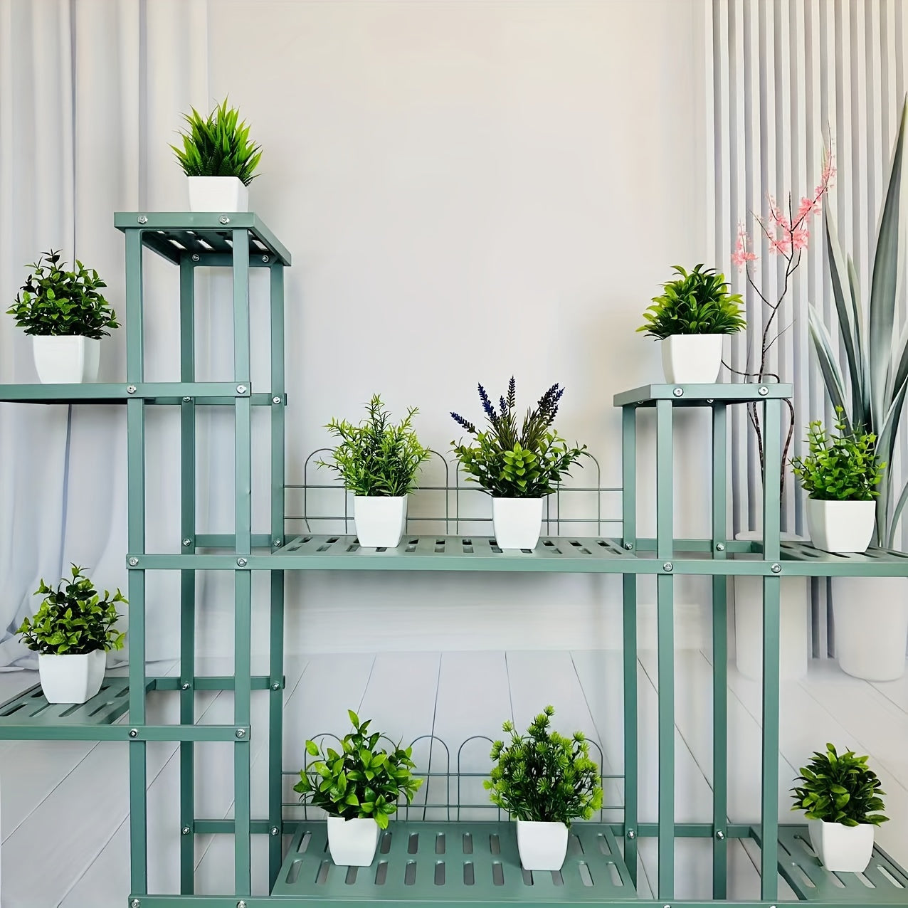 Artificial Plant Pot Small White Flowerpot with Green Plant for Indoor Home Office Bathroom Decor