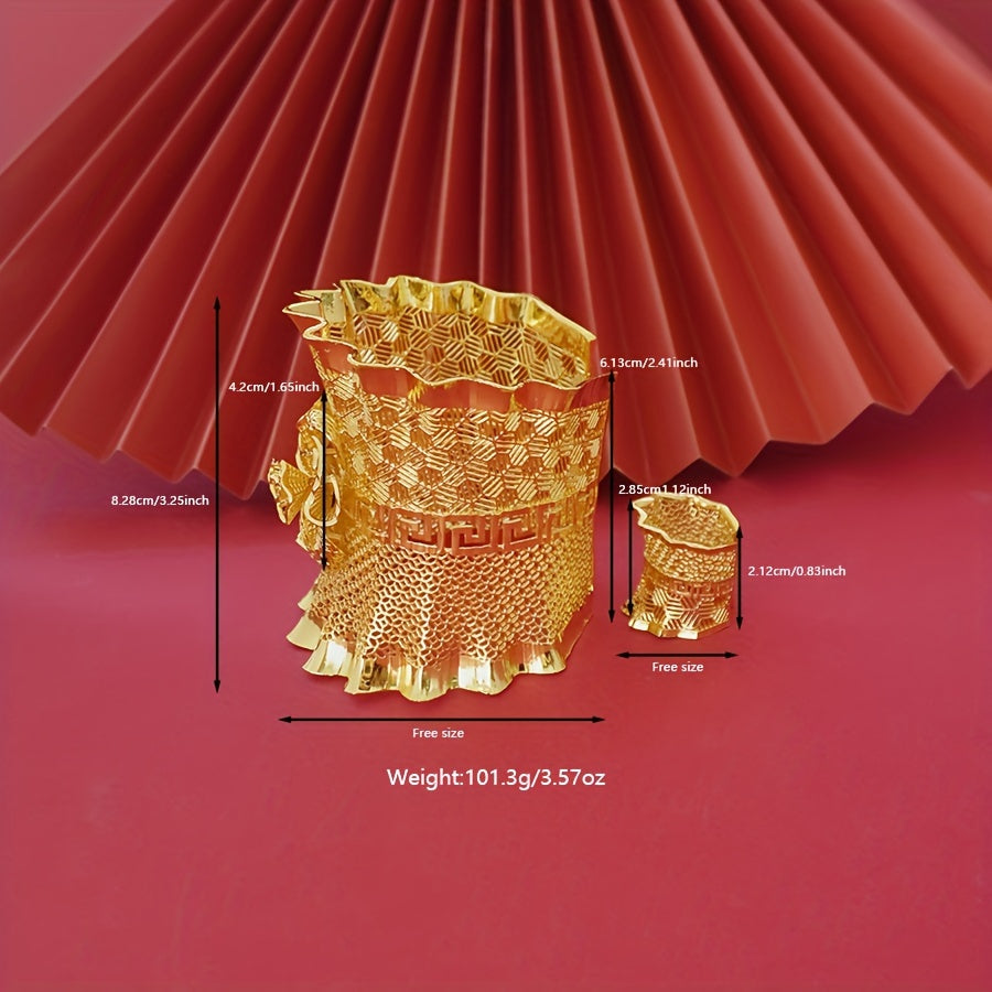 Zarif 24K oltin qoplangan mis bilaguzuk va uzuk to'plami - Maxsus tadbirlar va voqealar uchun ideal, yilning istalgan vaqtida foydalanish uchun mos