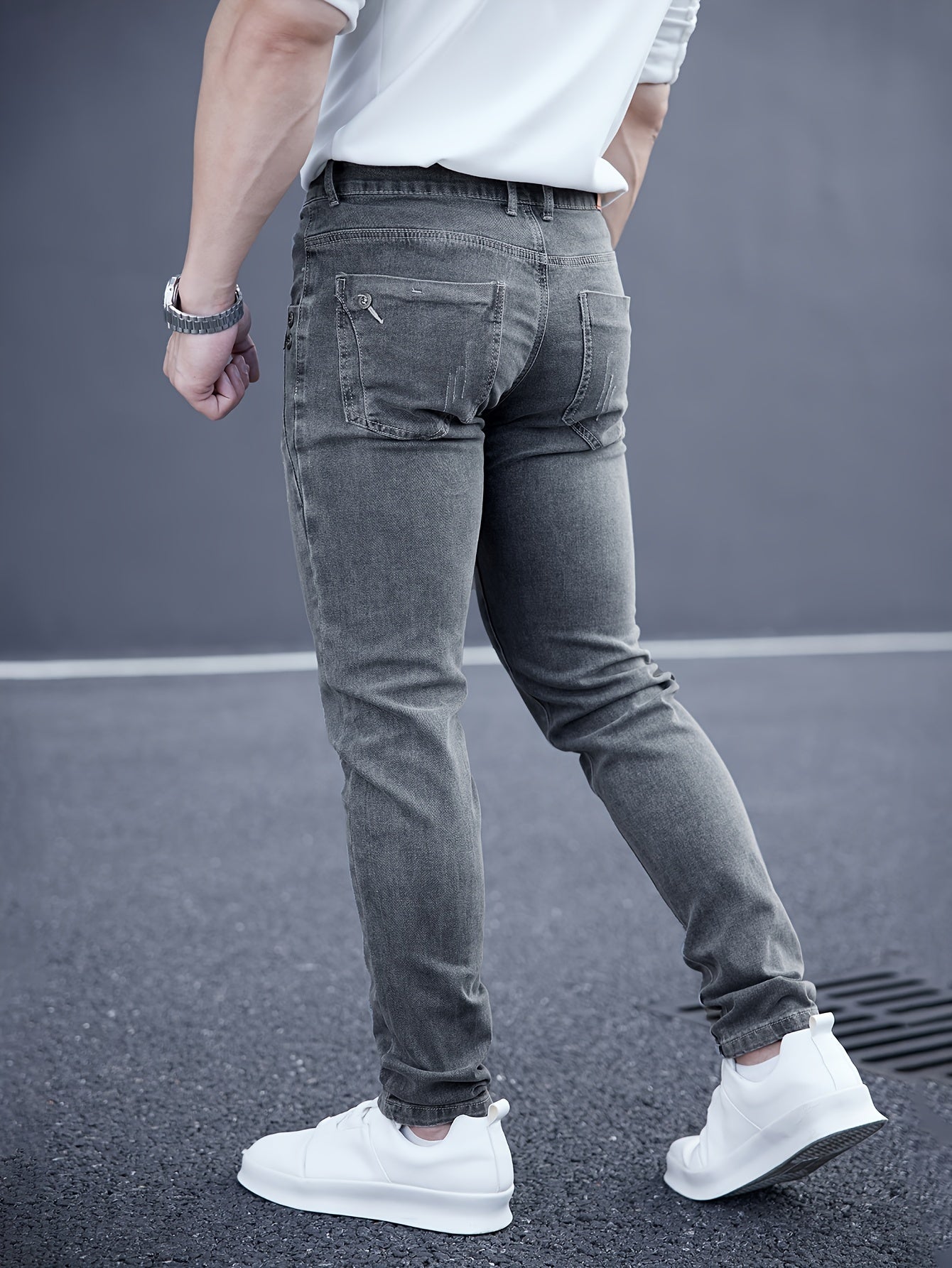 Men's Slim Fit Stretch Denim Jeans Casual Straight Leg Washed Look All-Season