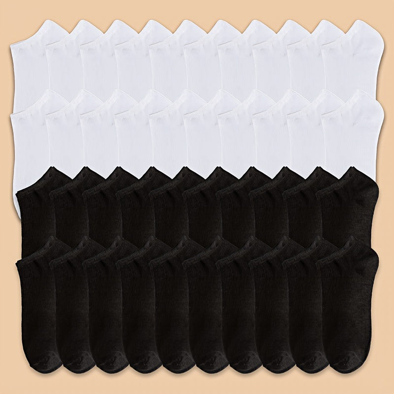 Men's Double Pack Short Socks Black White Gray Navy Blue Casual Sports Breathable