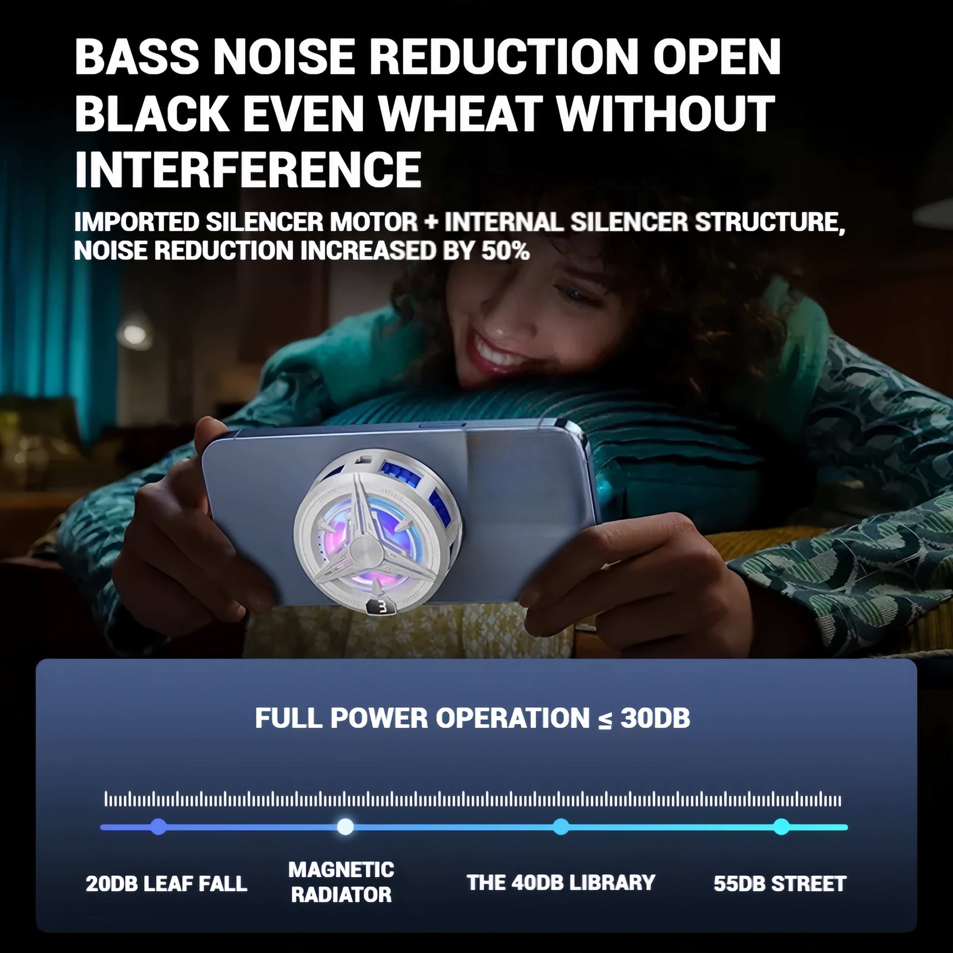 Mini Magnetic Smartphone Tablet Cooler Low Noise Lightweight for Live Streaming Gaming