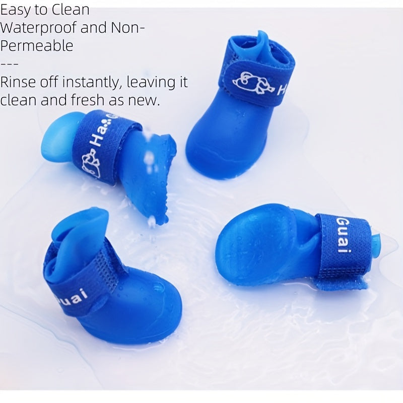 Waterproof Non-Slip Dog Rain Boots for Small to Medium Breeds PVC Soft Sole Adjustable Closure