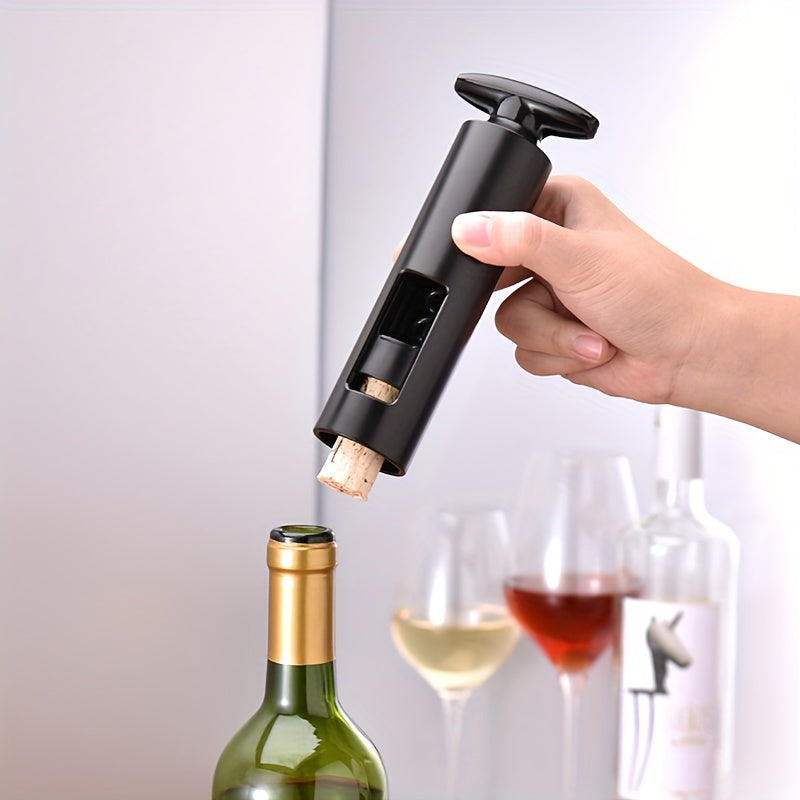 Manual Wine Bottle Opener T-Shaped with Plastic Corkscrew for Home and Bar Use