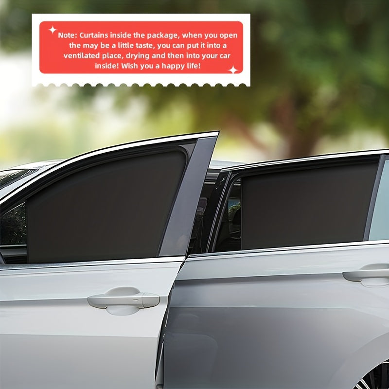 Avtomobil oynasi pardalari 4 ta to'plam qora polyester quyosh nurlari uchun magnit izolyatsiya