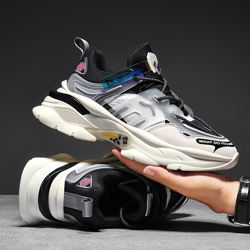 Men's Fabric Chunky Sneakers for Running Basketball and Workouts Breathable Shock Absorbing