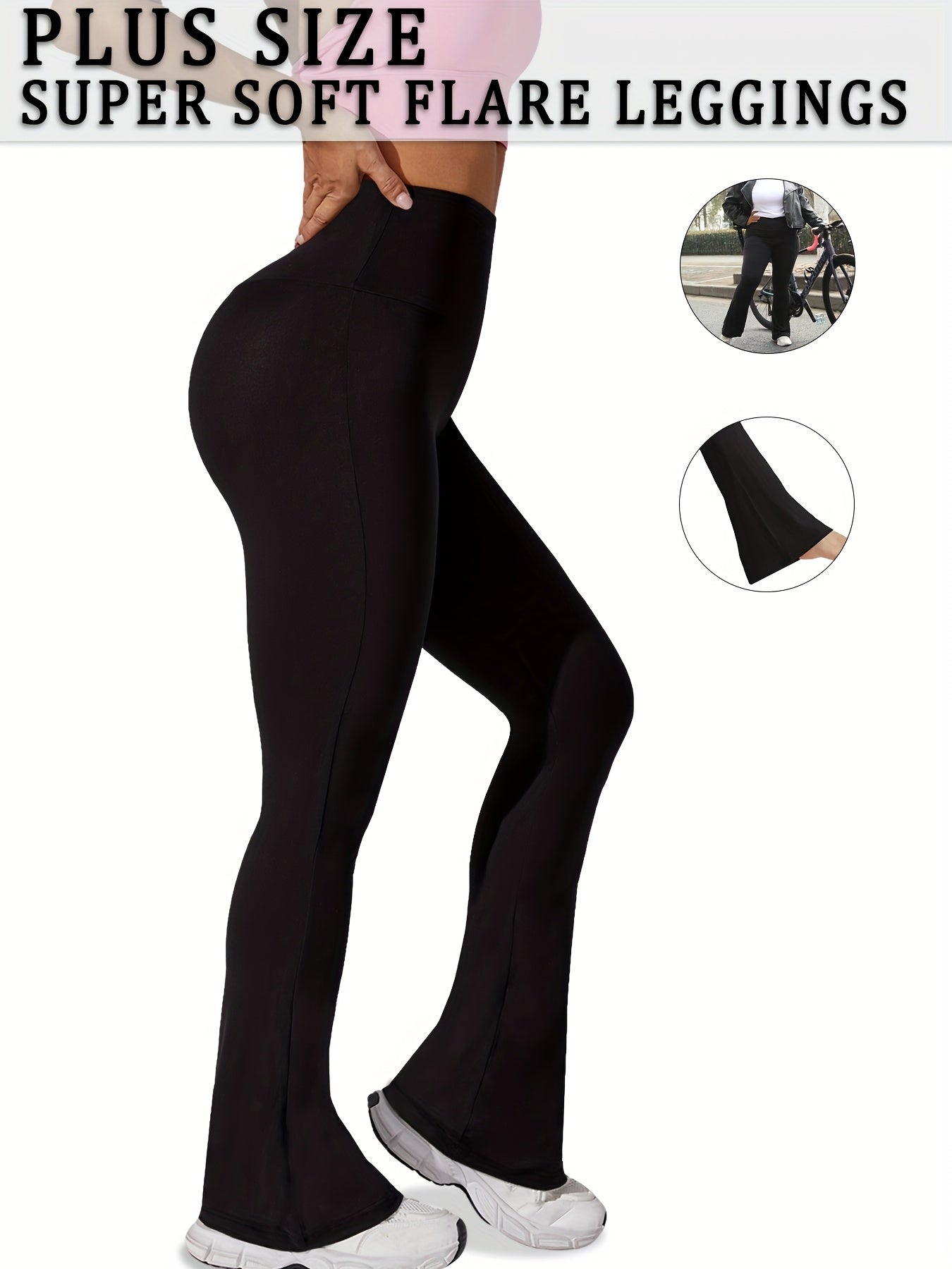 Plus Size Women's High Waisted Flare Leggings Soft Tummy Control Yoga Pants Maroon