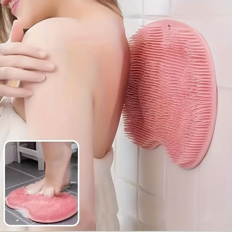 Silicone Shower Mat Bathtub Foot Back Scrubber Wall-Mounted Exfoliating Tool
