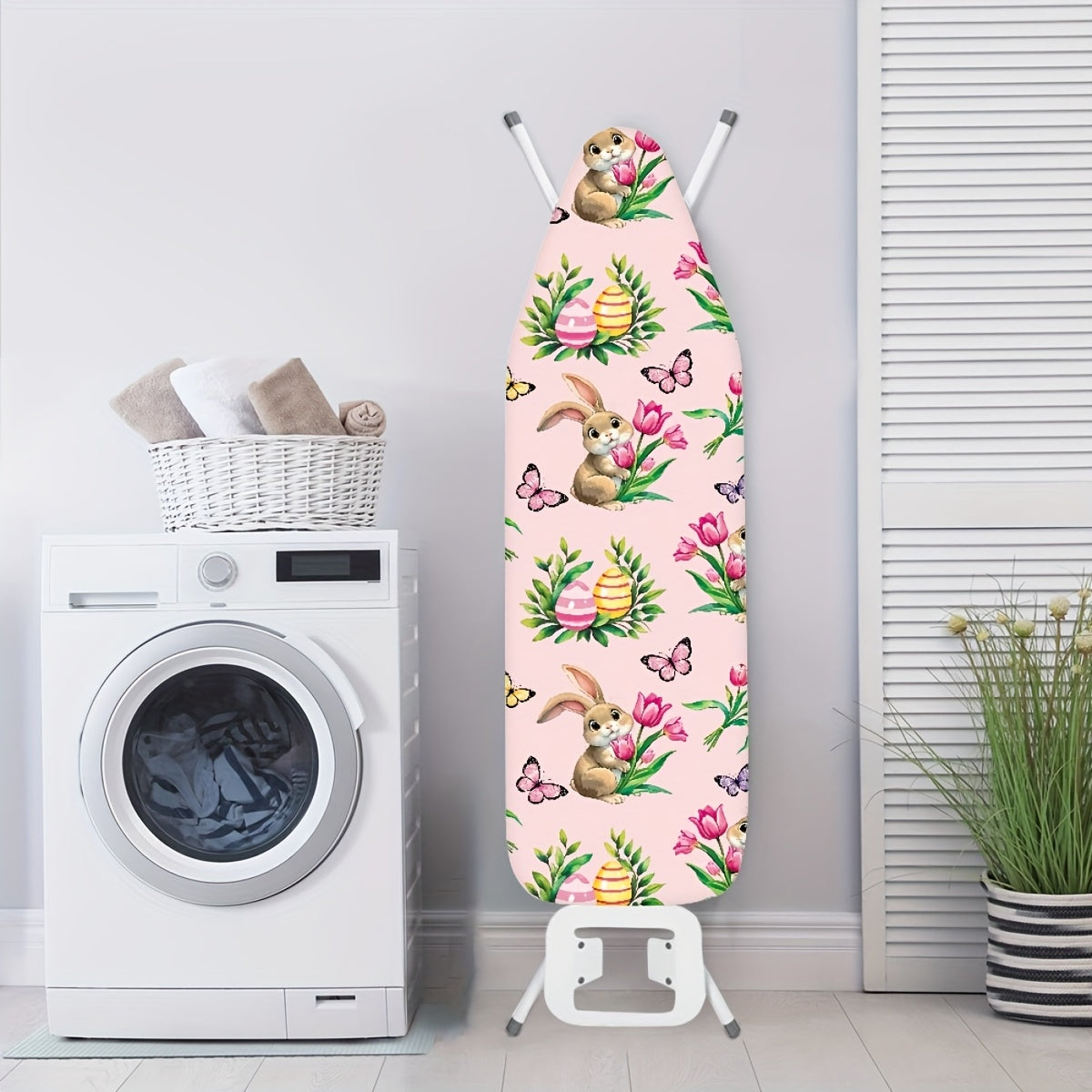 Cubierta de tabla de planchar con corazón, mariposa y conejito para el Día de San Valentín, tela PET duradera