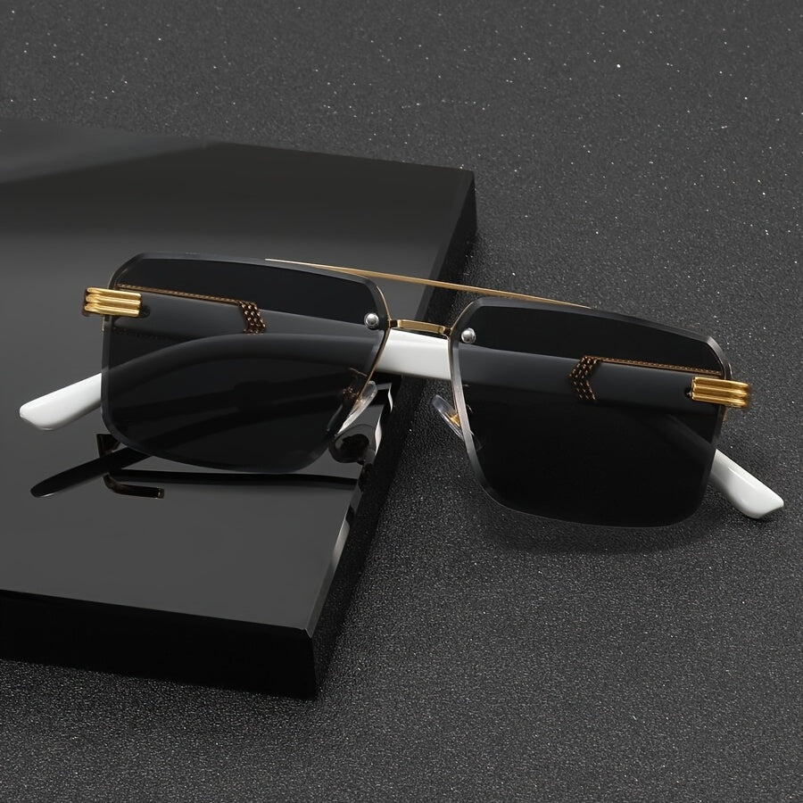 Men's Semi-Rimless Ultraviolet Fashion Glasses Black Lightweight