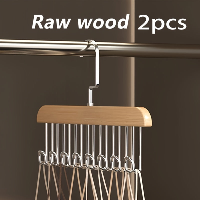 Perchero de madera con 8 ganchos, organizador de armario giratorio y ahorrador de espacio