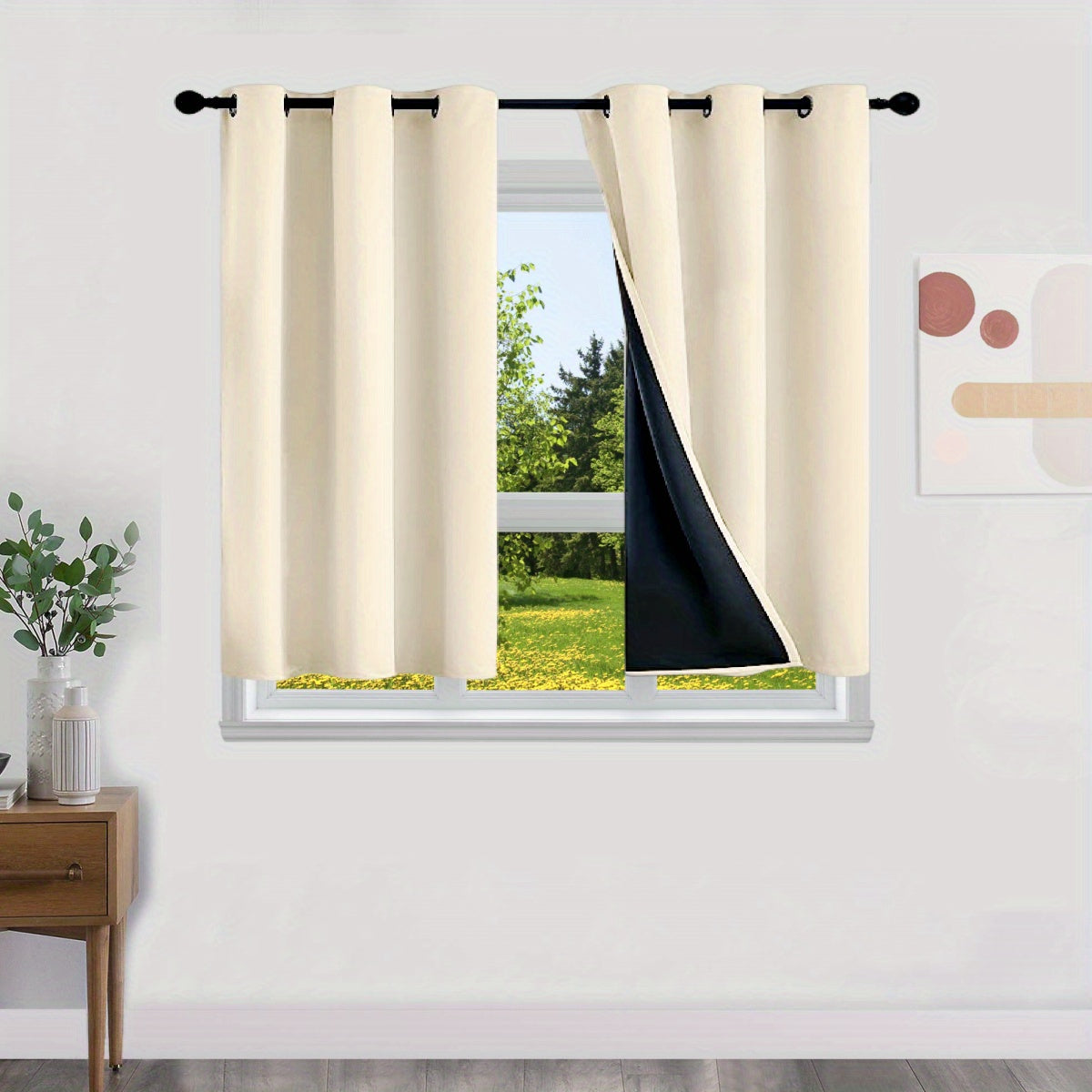 Blackout Curtains 100% Opaque with Lining 2 Pieces for Bedroom Living Room