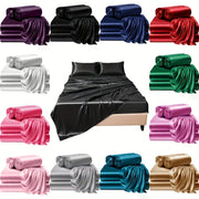 Solid Color Bed Sheets and Bed Skirts Set with Pillowcases - Soft and Silky Bedding