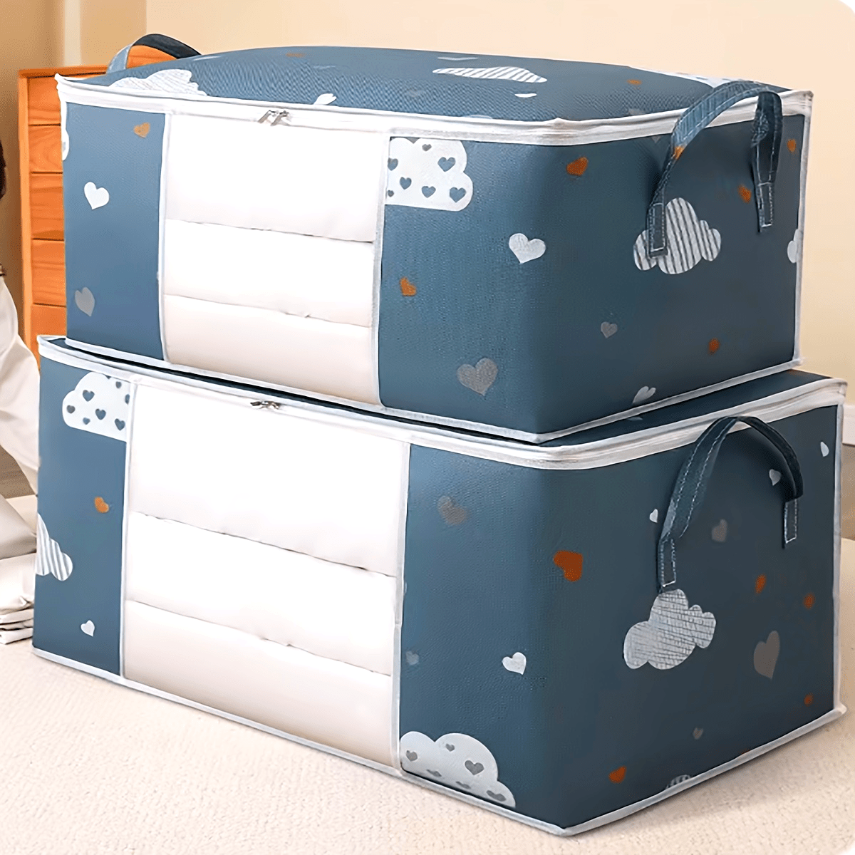 Large Capacity Quilt Storage Bag with Clear Window Foldable Portable Clothes Organizer