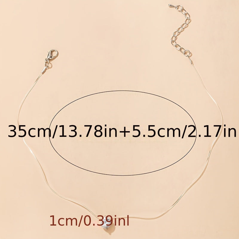 Женское ожерелье-подвеска с имитацией в форме сердца и прозрачной цепочкой из рыболовной лески