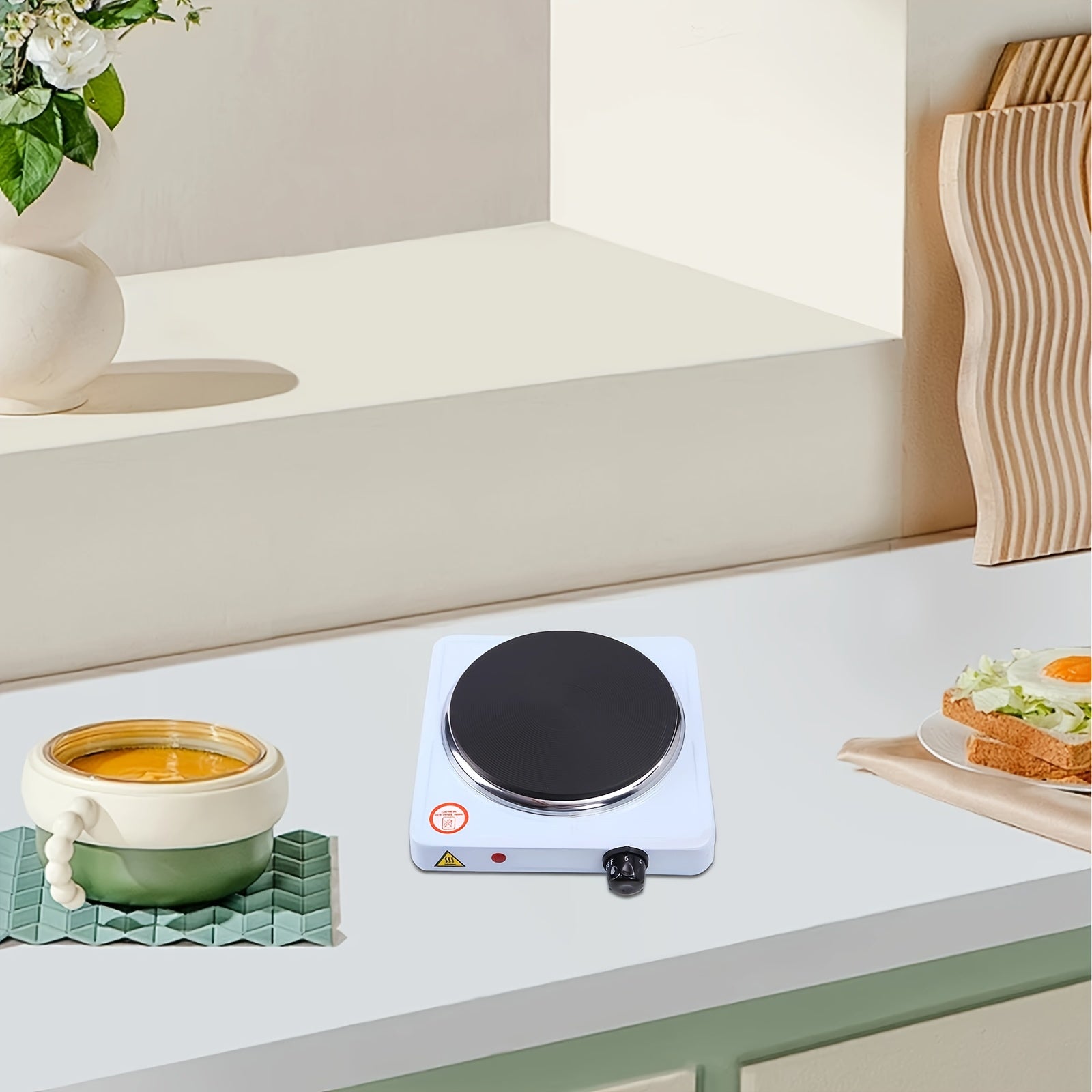 Kichik elektr pechka 1000W 220V-240V oq va qora oshxona texnikasi